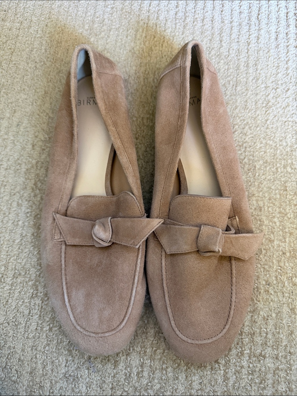 Alexandre Birman Taupe Suede Knot Loafers